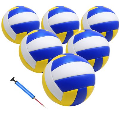 Zantrech 6 Pack Official Size 5 Volleyball Balls of Composite Leather Inflatable with Pump for Womens, Mens, for Outdoor, Indoor, Beach, Pool