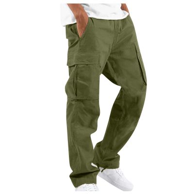 Mens Pants, Pants Men Loose Fit Cargo Pants Big and Tall Working Pants Men's Overalls Drawstring Multi Pocket Casual Pants Hiking Cotton Twill Combat Pants Work Pants Stretch (S, Green)