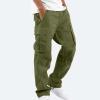 Mens Pants, Pants Men Loose Fit Cargo Pants Big and Tall Working Pants Men's Overalls Drawstring Multi Pocket Casual Pants Hiking Cotton Twill Combat Pants Work Pants Stretch (S, Green) view 4