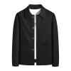 JEsilunmaMY Men's Business Cotton Jacket Spring Fall Button Down Lapel Bomber Coat Casual Pocket Sportswear Shirt Jackets (Black,Medium) view 1