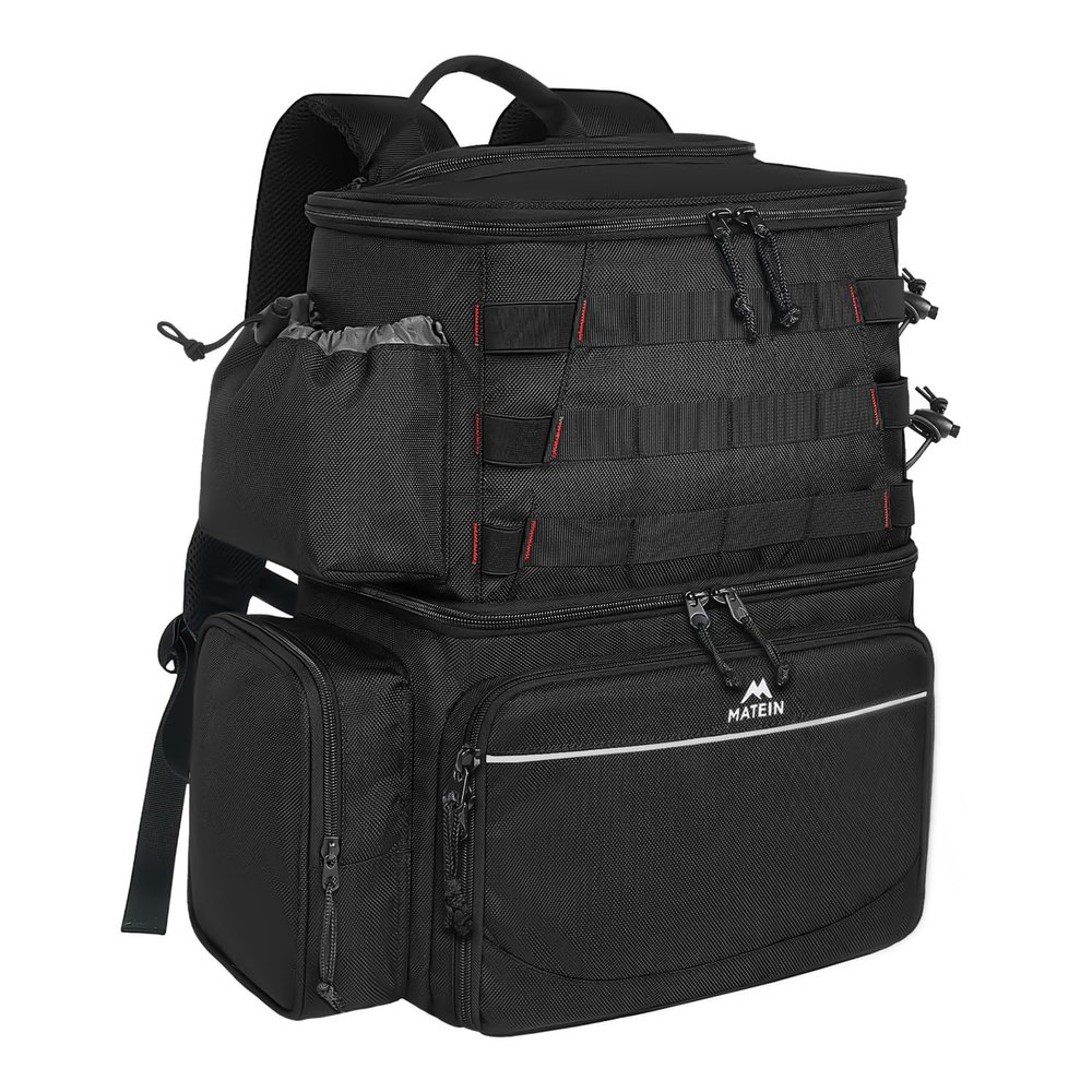 MATEIN Fishing Backpack, Water Resistant Fishing Tackle Box Bag with Rod Holders & Cooler, Gear Gifts for Men