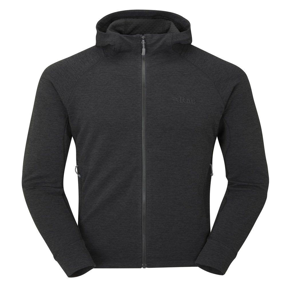 Rab Men's Nexus Hoody - Full-Zip Lightweight Fleece Jacket for Hiking & Climbing - Black - X-Large