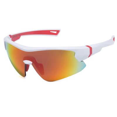 maivnz Youth Baseball Sunglasses for Boys, UV400 Girls Softball Sunglasses, Kids Age 6-8-12-14 Cycling Sports Glasses GlassesWhite/Red Revo