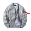 JEsilunmaMY Men's Loose Varsity Jacket Causal Stand Collar Zip Up Bomber Jackets Lightweight Baseball Sportswear Windbreaker (Light Grey,Medium) view 1