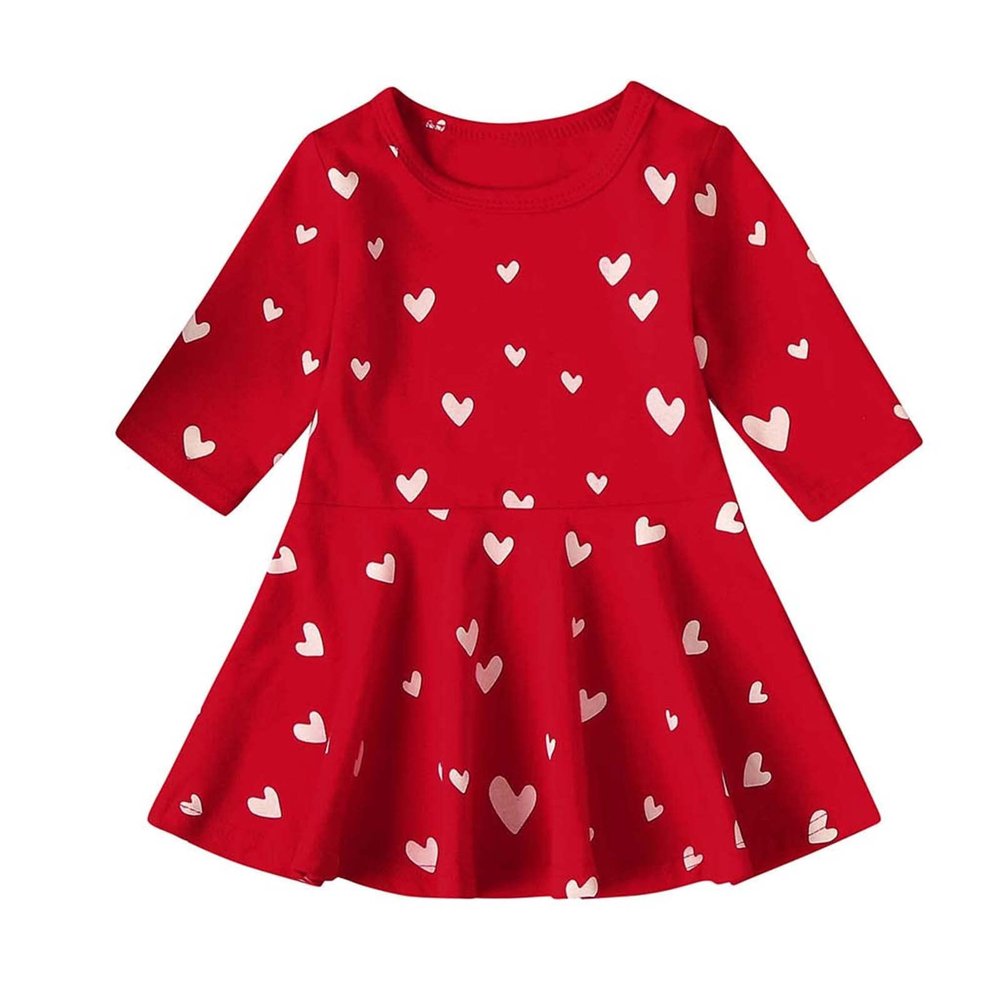 Toddler Day Clothes Valentine's Dress Girls Print Casual Princess Kids Baby Girls Valentine Dress for (Red, 4-5 Years)