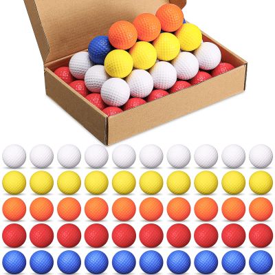 Yilloog 120 Pack Foam Golf Practice Balls Bulk, Soft Foam Balls for Golf Practice, Realistic Feel and Limited Flight Training for Indoor or Outdoor Party(Multi Colors)