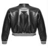 Aislor Kids Girls Shiny Baseball Jacket Long Sleeve Sparkle Metallic Zipper Bomber Jacket Coat Outerwear Clubwear Black 6 Years view 4