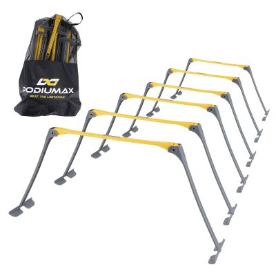 PodiuMax Portable Height Adjustable Sports Training Hurdle (6", 9", 12"), Lightweight, Innovative Foldable Design, Collapsible Safe, 6 per Pack