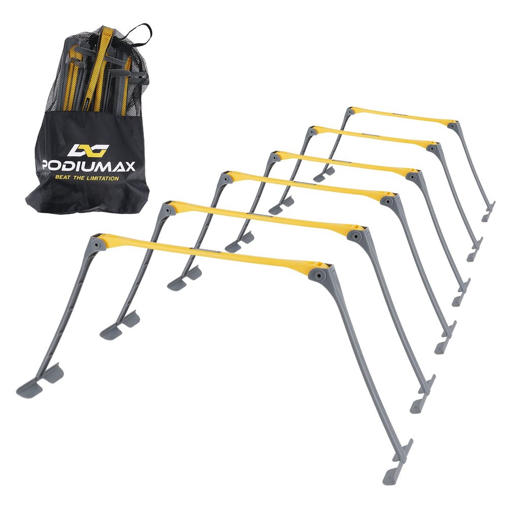 PodiuMax Portable Height Adjustable Sports Training Hurdle (6", 9", 12"), Lightweight, Innovative Foldable Design, Collapsible Safe, 6 per Pack