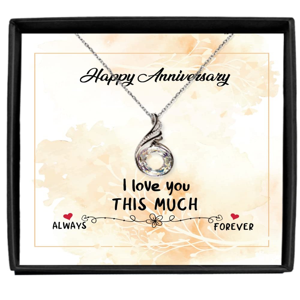 zapbest Rising Phoenix Necklace Luxury Box Happy Anniversary, Anniversary Necklace For Wife, I Love You Always For Ever, Anniversary Necklace From Husband,