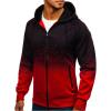 JEsilunmaMY Men's Print Gradient Hooded Jacket Zip Up Long Sleeve Casual Sweatshirt Spring Fall Lightweight Sportswear Hoodie (Red,X-Large) view 2