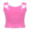 Freebily Women's Fashion Zipper PVC Leather Tank Top Wet Look U Neck Punk Gothic Sleeveless Vest Pink X-Large view 4