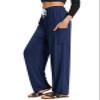 QIANXIZHAN Women's Harem Pants, Hippie Palazzo Pants Boho Joggers Yoga Clothes with Pockets Dark Blue S view 1