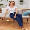 QIANXIZHAN Women's Harem Pants, Hippie Palazzo Pants Boho Joggers Yoga Clothes with Pockets Dark Blue S view 3