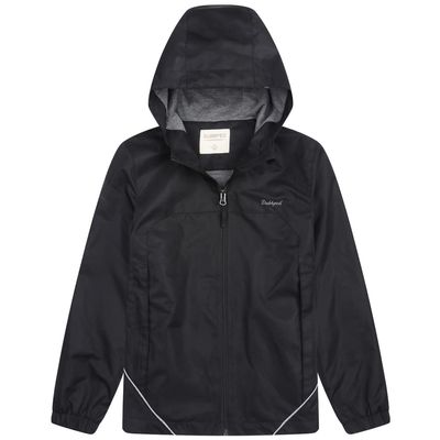 Dubbped Boys Girls Rain Jacket Hooded Windbreaker Lightweight Waterproof Raincoat for Kids-Kids Raincoat-Black-8-9Y