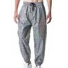 Ctreela Hip Hop Mens Reflective Jogger Pants Dance Party Fluorescent Trousers Nightclub Rap Fashion Tapered Leg Sweatpants White view 2