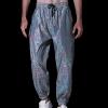 Ctreela Hip Hop Mens Reflective Jogger Pants Dance Party Fluorescent Trousers Nightclub Rap Fashion Tapered Leg Sweatpants White view 3