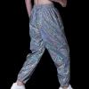 Ctreela Hip Hop Mens Reflective Jogger Pants Dance Party Fluorescent Trousers Nightclub Rap Fashion Tapered Leg Sweatpants White view 4