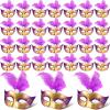 Sanwuta 72 Pcs Mini Masks Masquerade, Mardi Gras Carnival Masquerade Mask Cake Toppers Venetian Party Decor(Purple) view 1