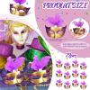 Sanwuta 72 Pcs Mini Masks Masquerade, Mardi Gras Carnival Masquerade Mask Cake Toppers Venetian Party Decor(Purple) view 2