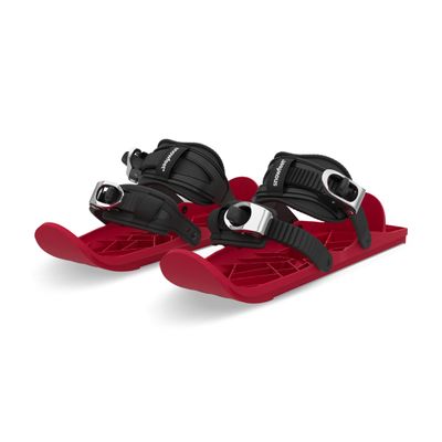 Snowfeet MINI Kids | Shoe Size < 6 US | Mini Ski Skates for Snow | Skis for Winter Shoes | Short Snowskates Snowblades Skiboards | The Real Original (RED)