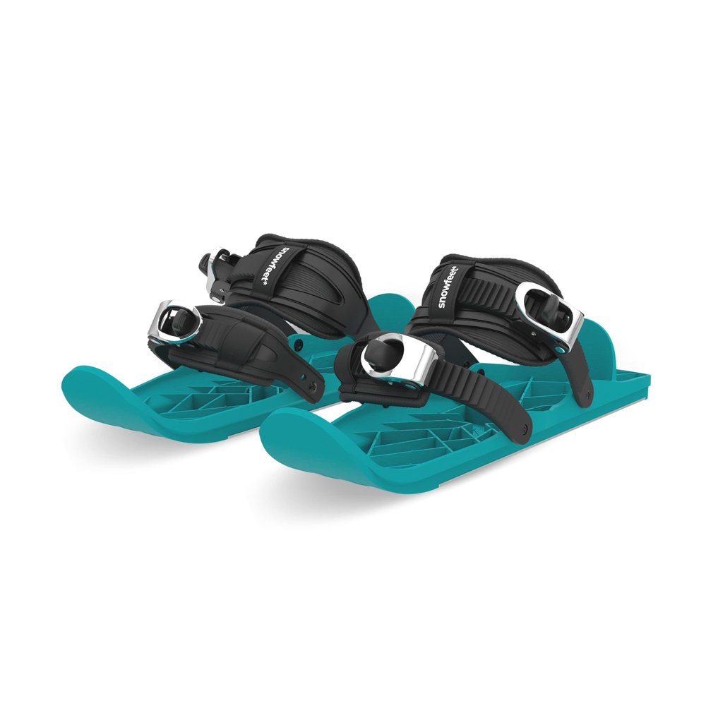 Snowfeet MINI Kids | Shoe Size < 6 US | Mini Ski Skates for Snow | Skis for Winter Shoes | Short Snowskates Snowblades Skiboards | The Real Original (Turquoise)