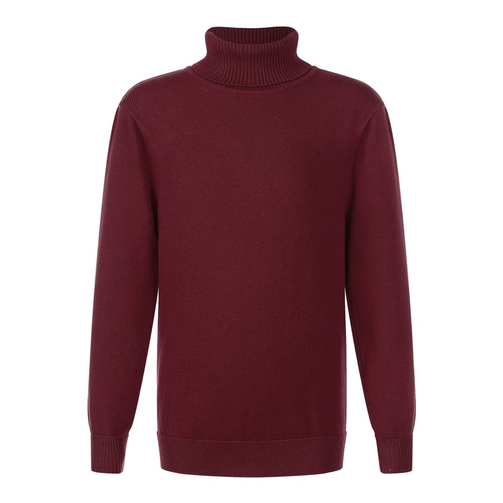 Linjinx Kids Boys Girls Long Sleeve Turtleneck Knitted Pullover Sweater Sweatshirt Winter Warm Tops Casual Outwear Burgundy 9-10 Years