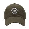 Baseball Cap Men USA 1776 Patriot Embroidered Washed Cotton Dad Hat Baseball Caps (Green,7 5/8) view 1