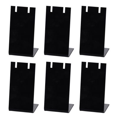 6pcs Acrylic Earring Holder L Shaped Earring Display Single Pair Earring Display Rack Earring Dangling Slant Display Holder Necklace Display Stand for Home Jewelry Retail 1.77x3.2inch, Black