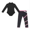 Hansber Kids Girls Gymnastics 2Pcs Dance Outfits Ballet Dance Leotards with Athletic Leggings Unitard Dancewear Pink 9-10 Years view 3