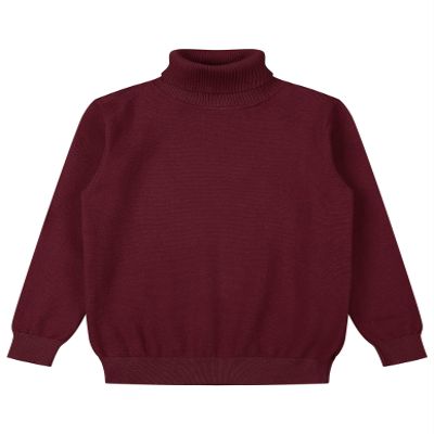 Jizyo Kids Boys Winter Warm Sweater Long Sleeve Turtleneck Knitted Sweater Tops Pullover Casual Wear Burgundy 5-6 Years