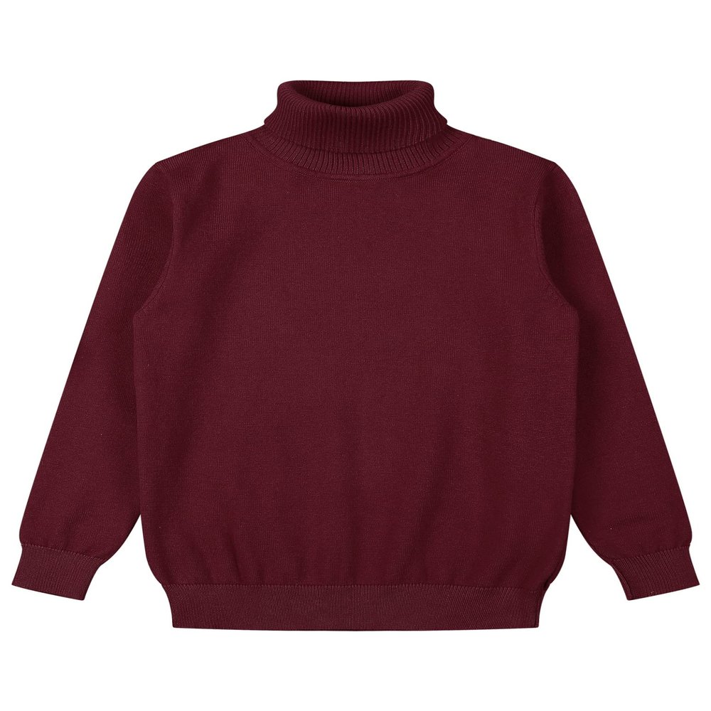 Jizyo Kids Boys Winter Warm Sweater Long Sleeve Turtleneck Knitted Sweater Tops Pullover Casual Wear Burgundy 5-6 Years