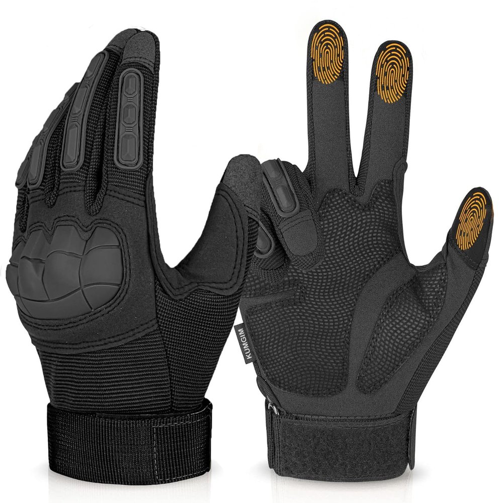 KUMGIM Tactical Gloves for Men Women, Motorcycle Gloves Touchscreen Airsoft Hunting Shooting Gloves Black Tan for Outdoor Paintball Work Motorcycle Climbing Survival Training