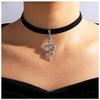 Allereyae Vintage Snake Pendant Necklace Black Satin Velvet Choker Necklace Punk Serpent Necklace Leather Collar Necklace Jewelry for Women view 2