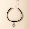 Allereyae Vintage Snake Pendant Necklace Black Satin Velvet Choker Necklace Punk Serpent Necklace Leather Collar Necklace Jewelry for Women view 3