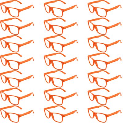 Fahacop 24 Pack Orange Glasses Frames No Lens Sunglasses Frames Eyewear for Kids Daily Costume Accessories Dress Up Party Supplies