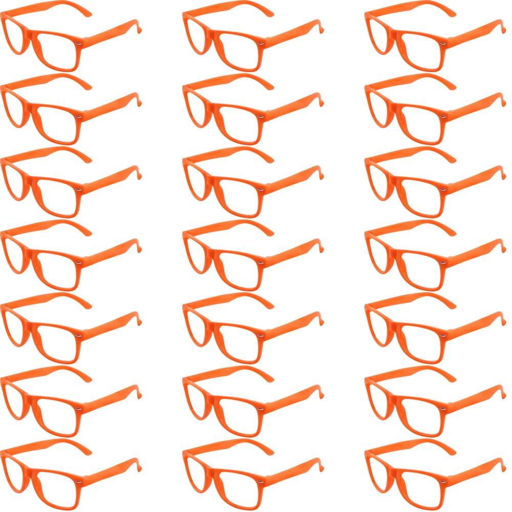Fahacop 24 Pack Orange Glasses Frames No Lens Sunglasses Frames Eyewear for Kids Daily Costume Accessories Dress Up Party Supplies
