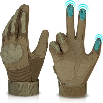 KUMGIM Tactical Gloves for Men Women, Motorcycle Gloves Touchscreen Airsoft Hunting Shooting Glove Black Tan for Outdoor Paintball Work Motorcycle Climbing Survival Training
