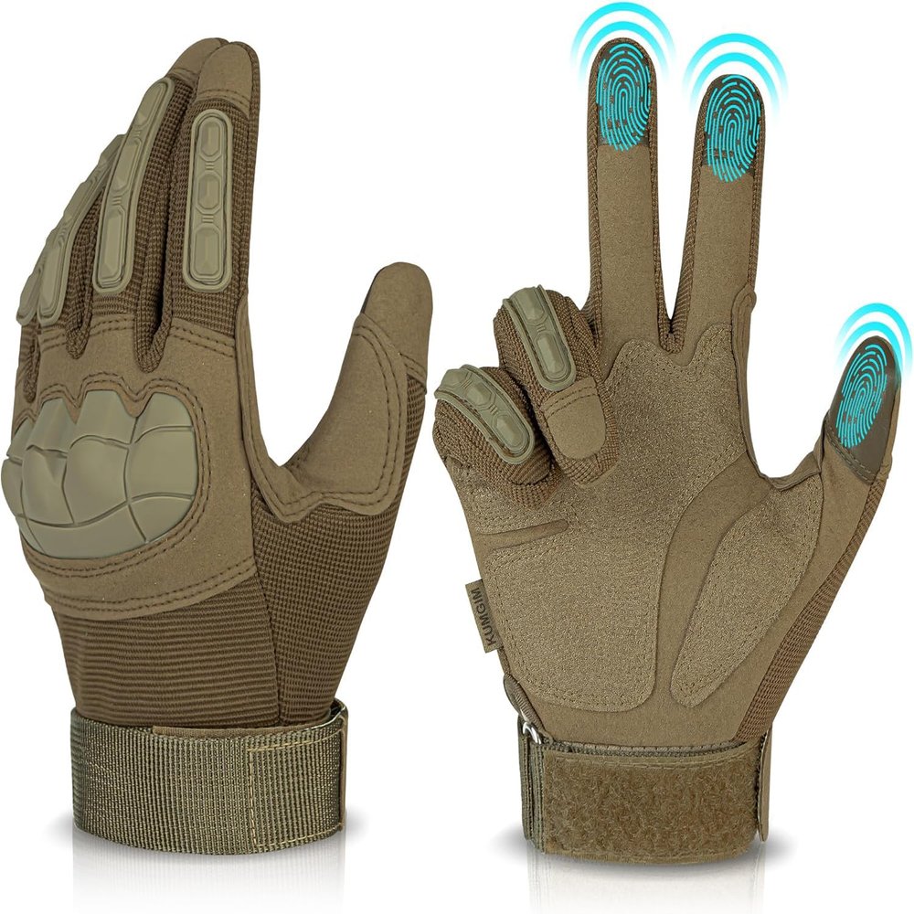 KUMGIM Tactical Gloves for Men Women, Motorcycle Gloves Touchscreen Airsoft Hunting Shooting Glove Black Tan for Outdoor Paintball Work Motorcycle Climbing Survival Training