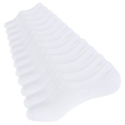 CLOSEMATE Mens No Show Socks Cotton Thin High Elasticity Low Cut Ankle Socks with Non Slip Grips 6 Pairs (6White, Size XL)