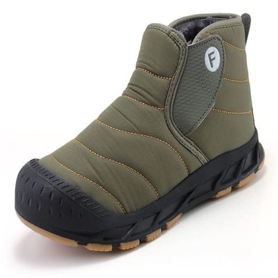 HuangTaiJi Qing Men/Women Outdoor Short Ankle Boots Fur Lined Anti-Slip Warm Casual Snow Booties Upgrade Army Green US 8.5