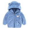 Newborn Infant Baby Girls Boys Jacket Bear Ears Hooded Outerwear Zipper Warm Fleece Winter Coat Toddler Coat (Blue, 0-6 Months) view 1