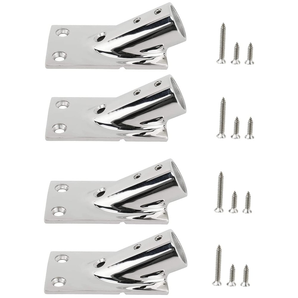 4 Pcs Boat Rectangular Base, 30 Boat Hand Rail Stainless Steel Marine Boat Rectangular Base Hardware Deck Accessories (1'' (25mm))