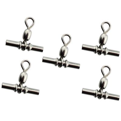 10Pcs Crimp Fishing Sleeve Swivel 3 Way Triple Fishing Swivels T Shape Fishing Swivel Tackle Connector (2#)