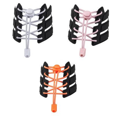 3 Pairs No Tie Shoe Laces for Kids Adults Elastic Shoe Laces with Lock Device for Sneakers (White Orange Pink)