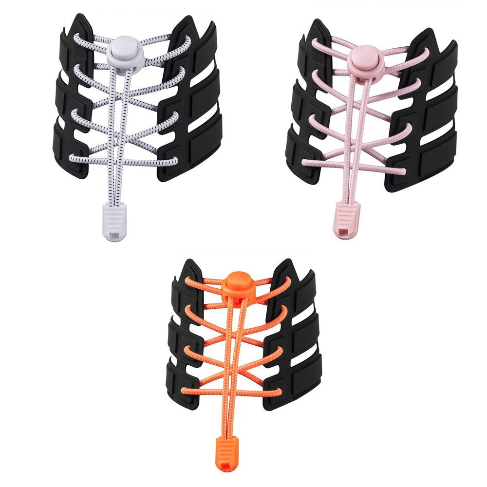3 Pairs No Tie Shoe Laces for Kids Adults Elastic Shoe Laces with Lock Device for Sneakers (White Orange Pink)
