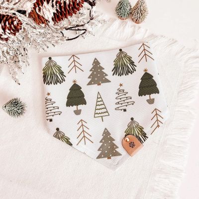 Christmas Forest Dog Bandana, Over The Collar Pet Bandana, Cat Bandana, Pet Accessories, Pine Tree Bandana, Christmas Theme Bandana (Small)