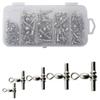 30Pcs Crimp Fishing Sleeve Swivel 3 Way Triple Fishing Swivels T Shape Fishing Swivel Tackle Connector (2#) view 1
