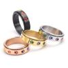 ANIEJUFI Stainless Steel Spinner Anxiety Ring Puppy Dog Paw Cat Footprints Rainbow Fidget Rings for Men Women Silver Size 10 view 3