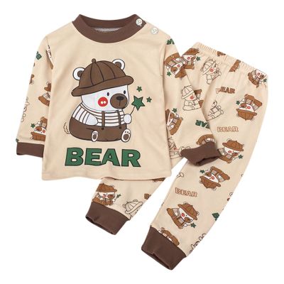 Ikevan Toddler Outfits Girls Boys Toddler Soft Bodysuit Toddler Cartoon Prints Long Sleeve Kid Clothes (Brown, 6-12 Months)